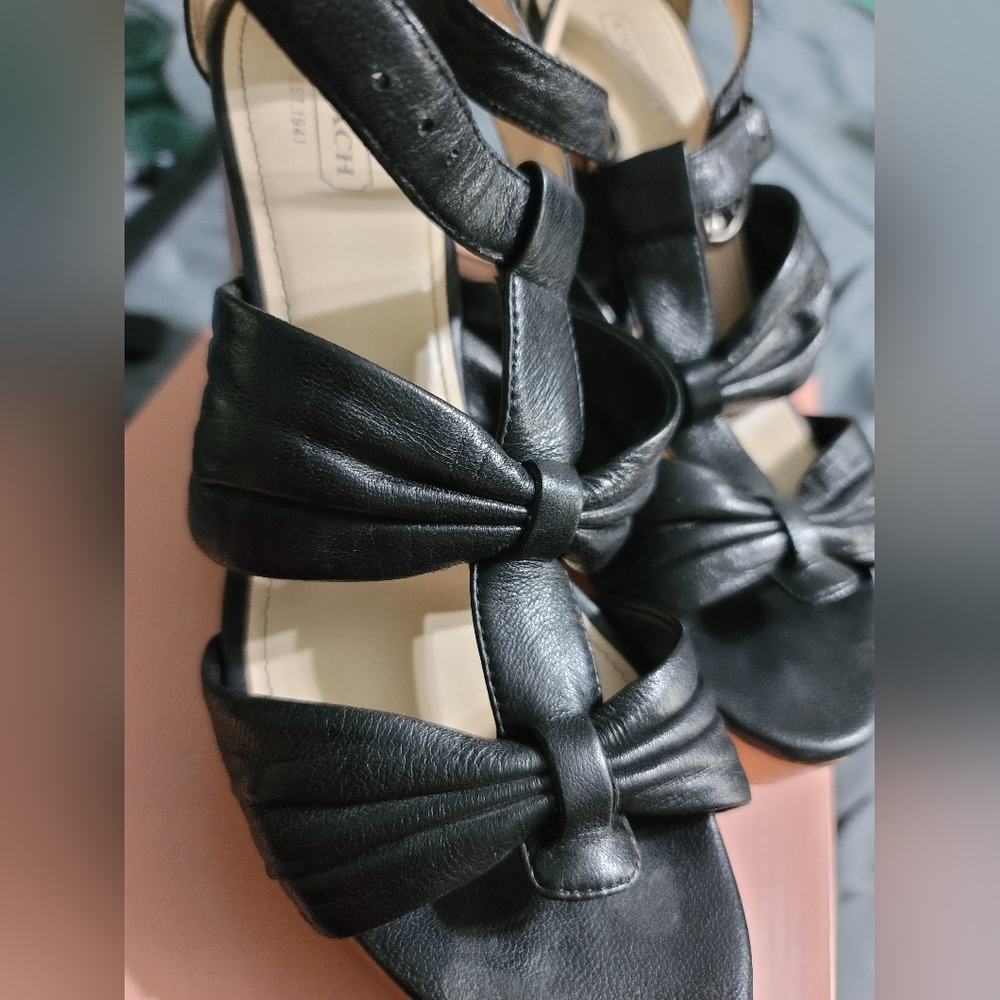 Coach Black Platform Sandals with Intricate Straps